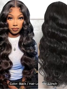 2026 Glueless Black Long Wavy Hair Lace Front Wig - Sleek Natural Waves